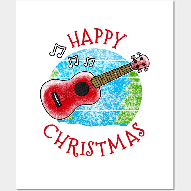 Christmas Ukulele Ukulelist Musician Xmas 2022 Wall Art by doodlerob